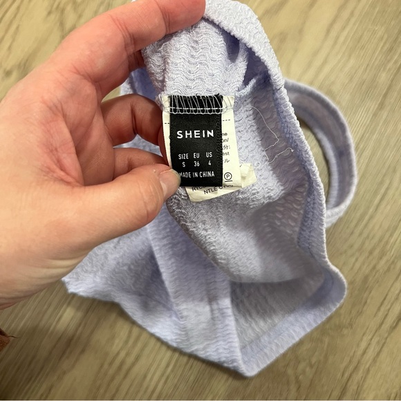 SHEIN Smocked & Ribbed Cropped Tank Set Purple and Black Size Small - Picture 4 of 8